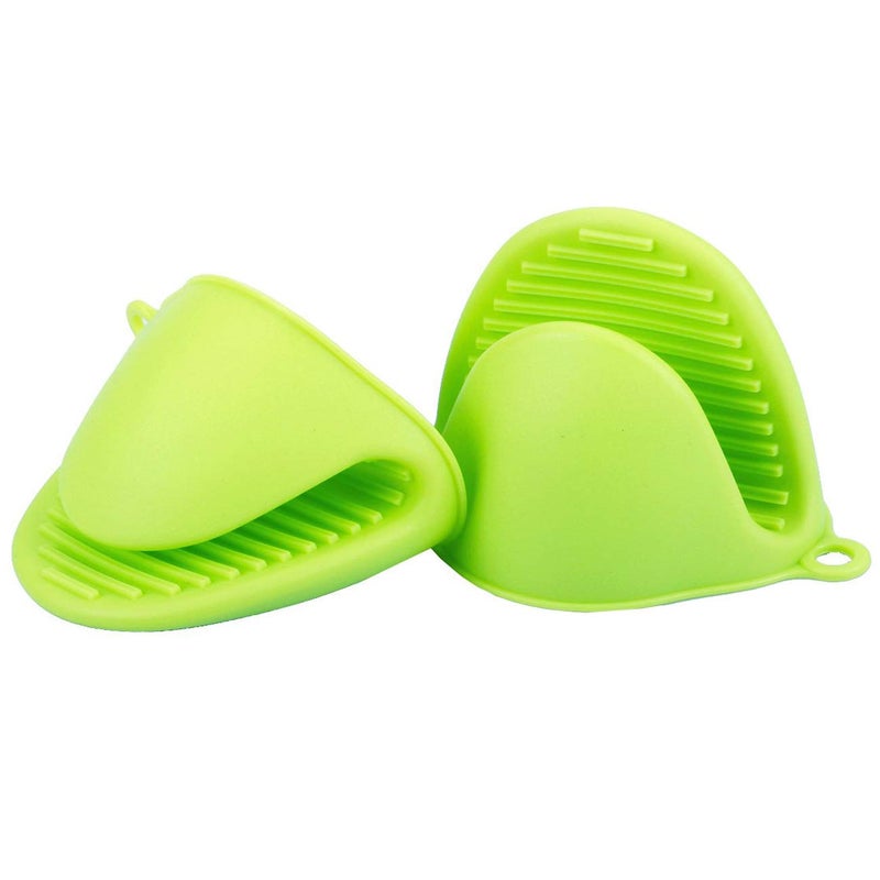 Acronde 2 Pairs Mini Oven Gloves Silicone Heat Resistant Cooking Pinch Mitts Potholder for Kitchen Cooking & Baking (Green and Rose Red) - Image 2